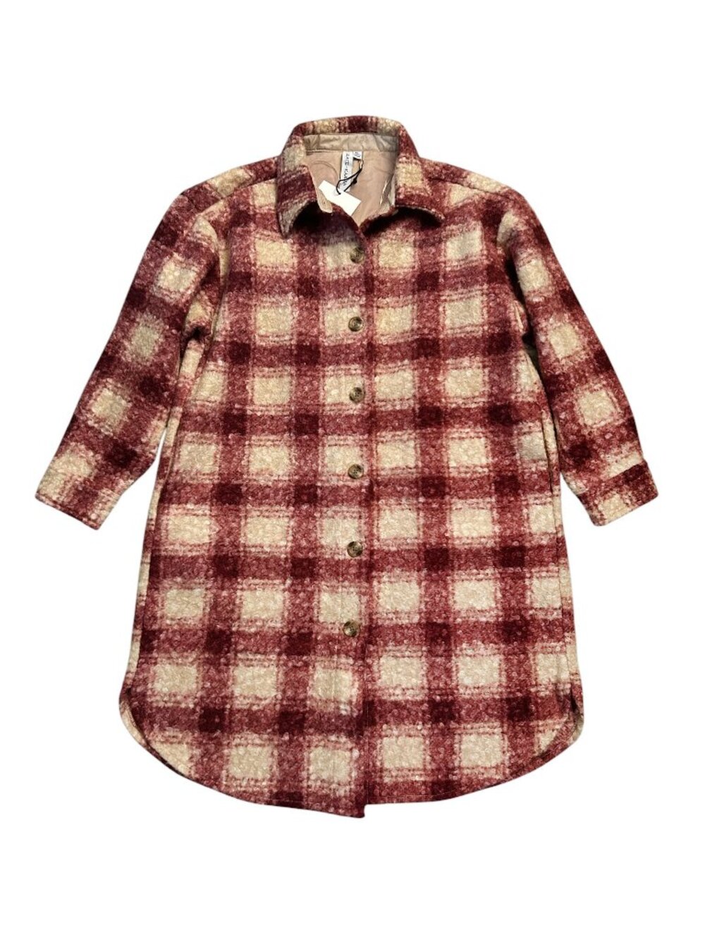 Cabincore Grace + Karma Women XL Plaid Fuzzy Longline Button Front Shacket Coat